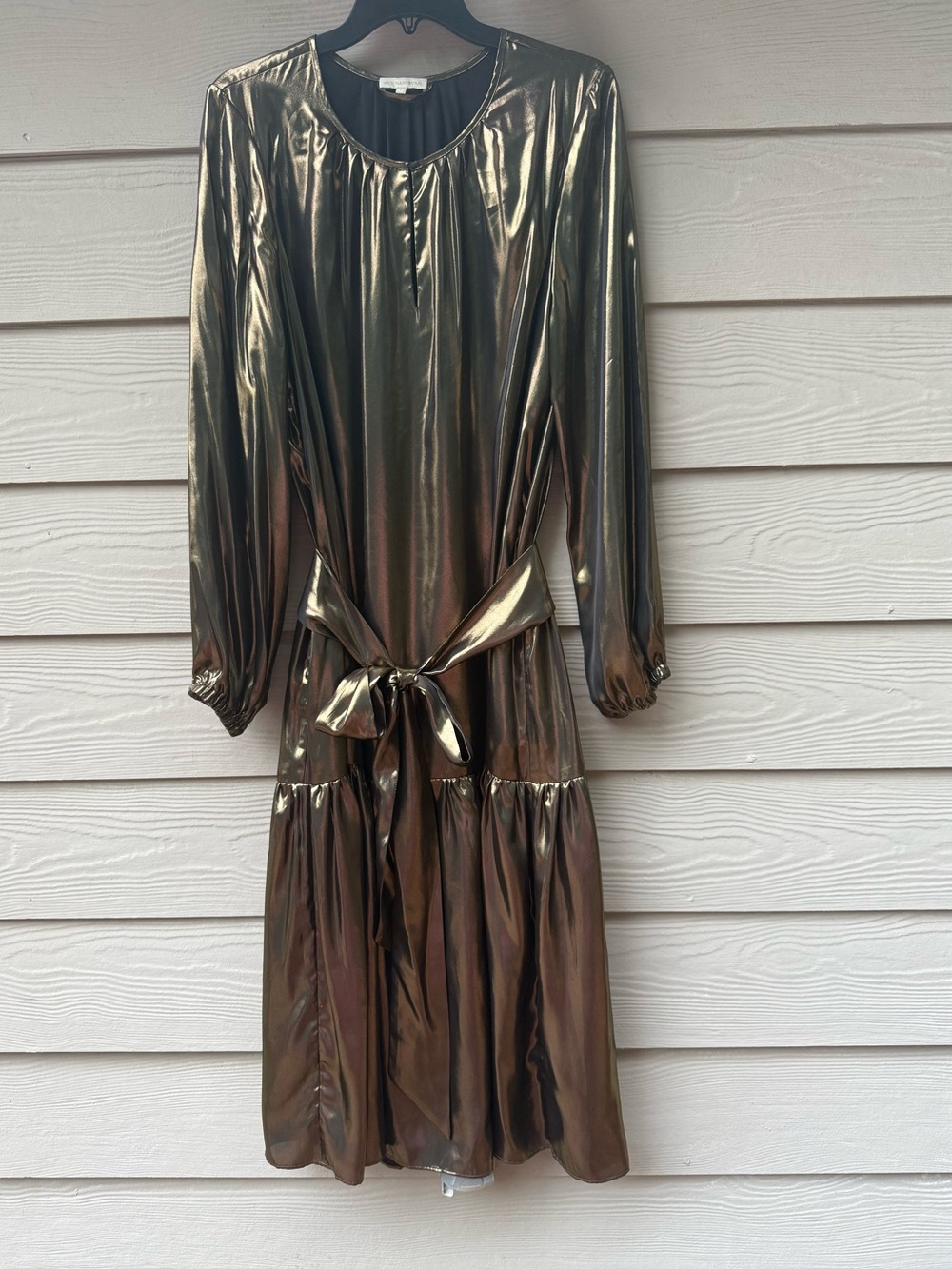ANN MASHBURN Metallic Bronze Maxi Dress